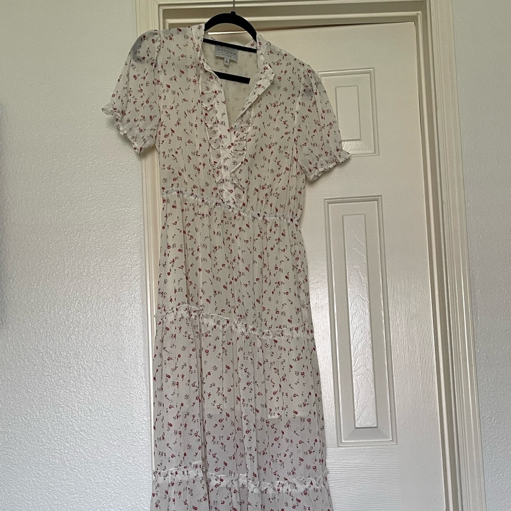 White and red floral dress